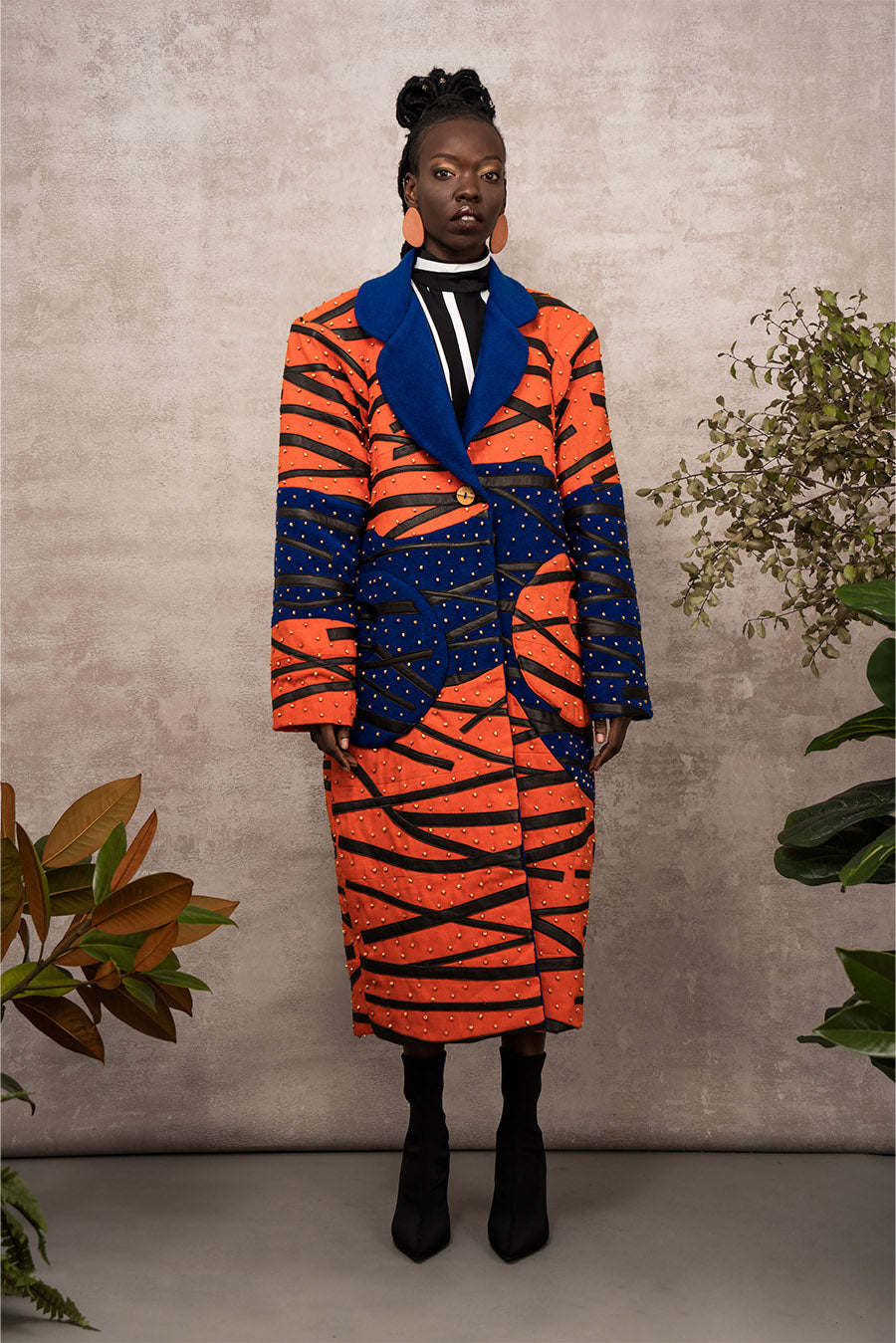 Jas Cocoon Beaded, Leather Embellished Coat – AWE Clothng