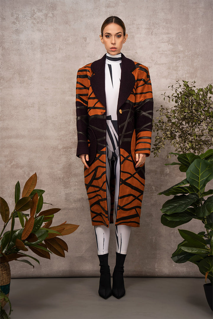 Jas Cocoon Coat Leather Embellished – AWE Clothng