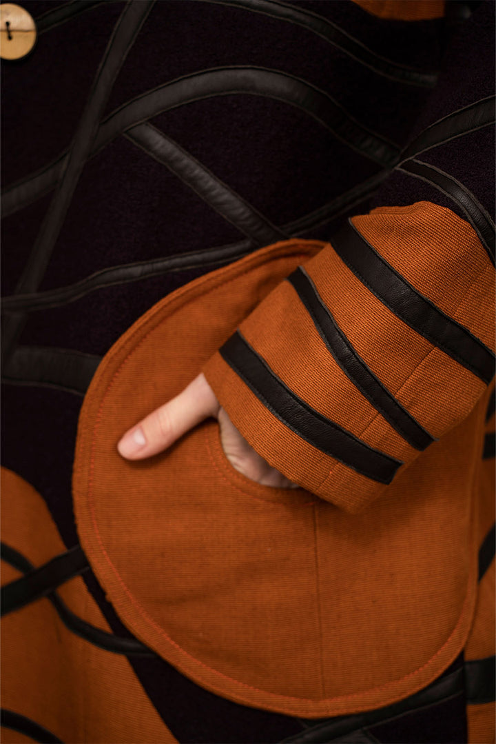 Jas Cocoon Coat Leather Embellished – AWE Clothng